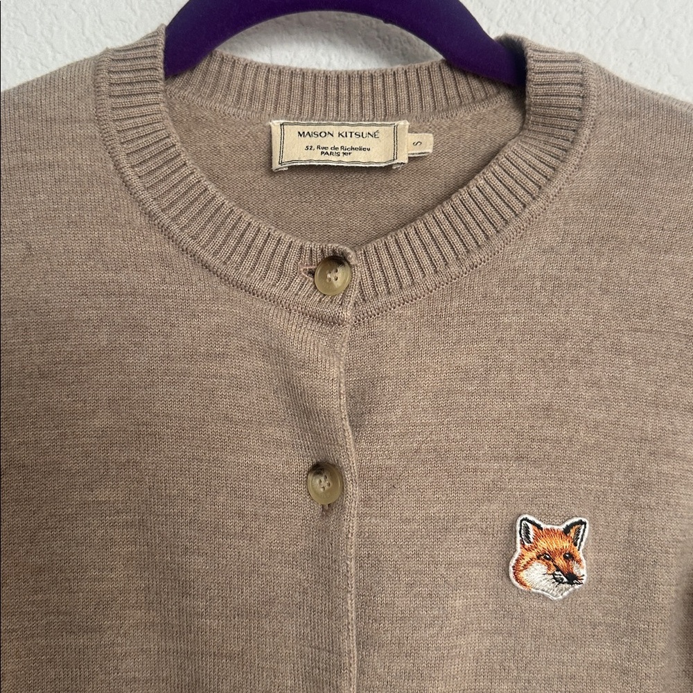 MAISON KITSUNE cardigan fox patch merino sweater S - Picture 3 of 11